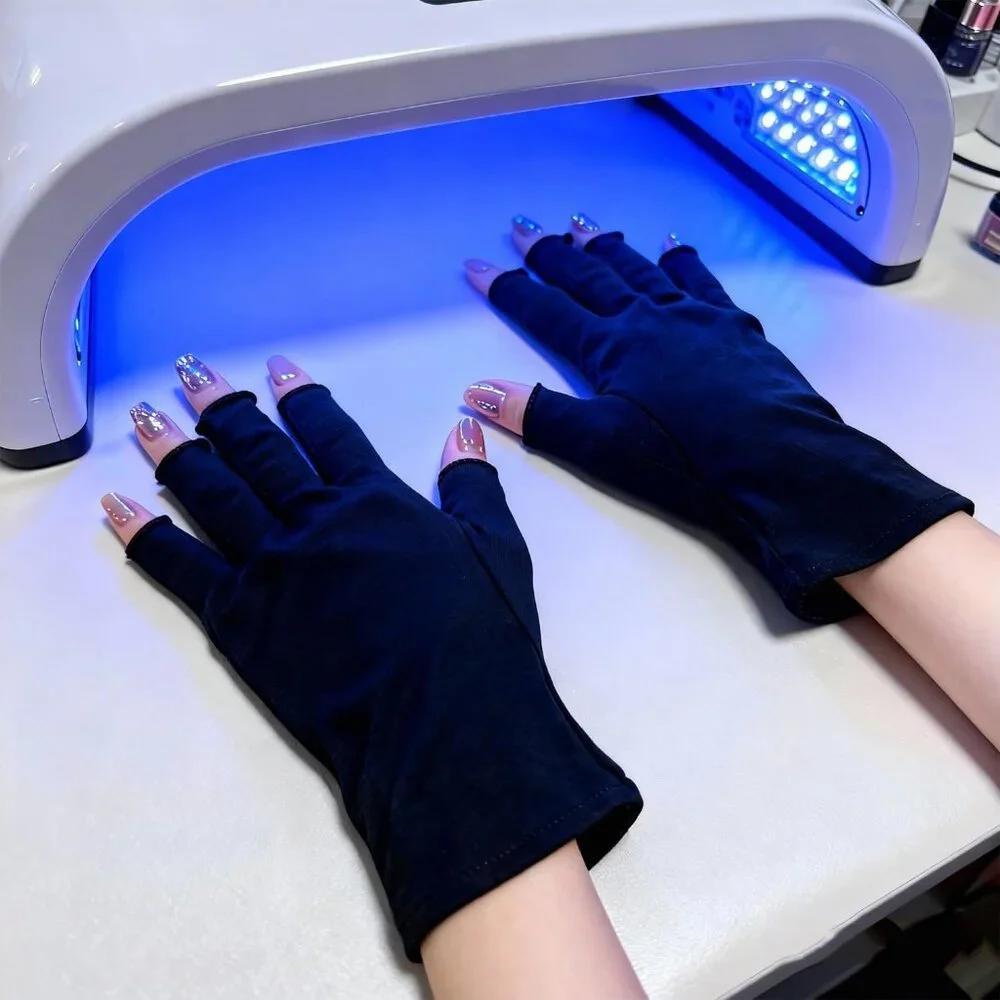 Women's Black One Size 4 Pairs Cotton Fingerless Fits Most Gloves Design